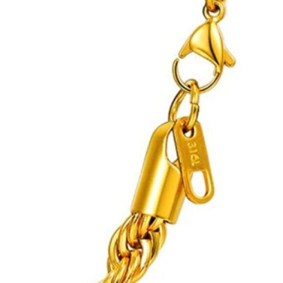 NEW 18k Gold Rope Chain 6mm Necklace - Picture 3 of 4